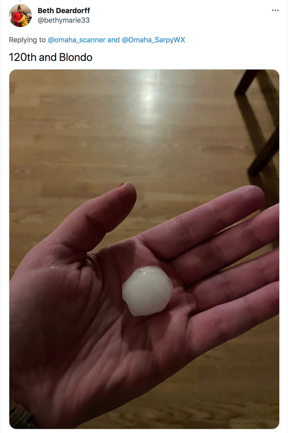 Large hail stones fell in Omaha Nebraska on Saturday night