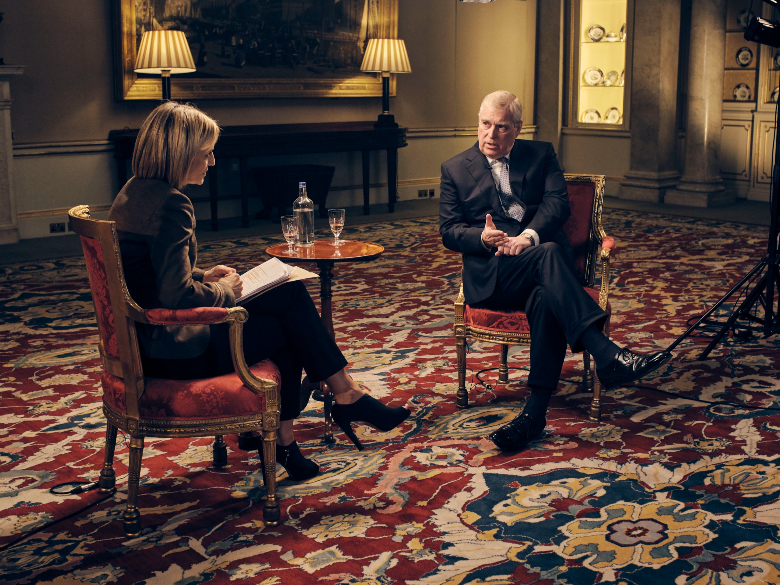 The Duke of York speaking about his links to Epstein in an interview with BBC Newsnight's Emily Maitlis