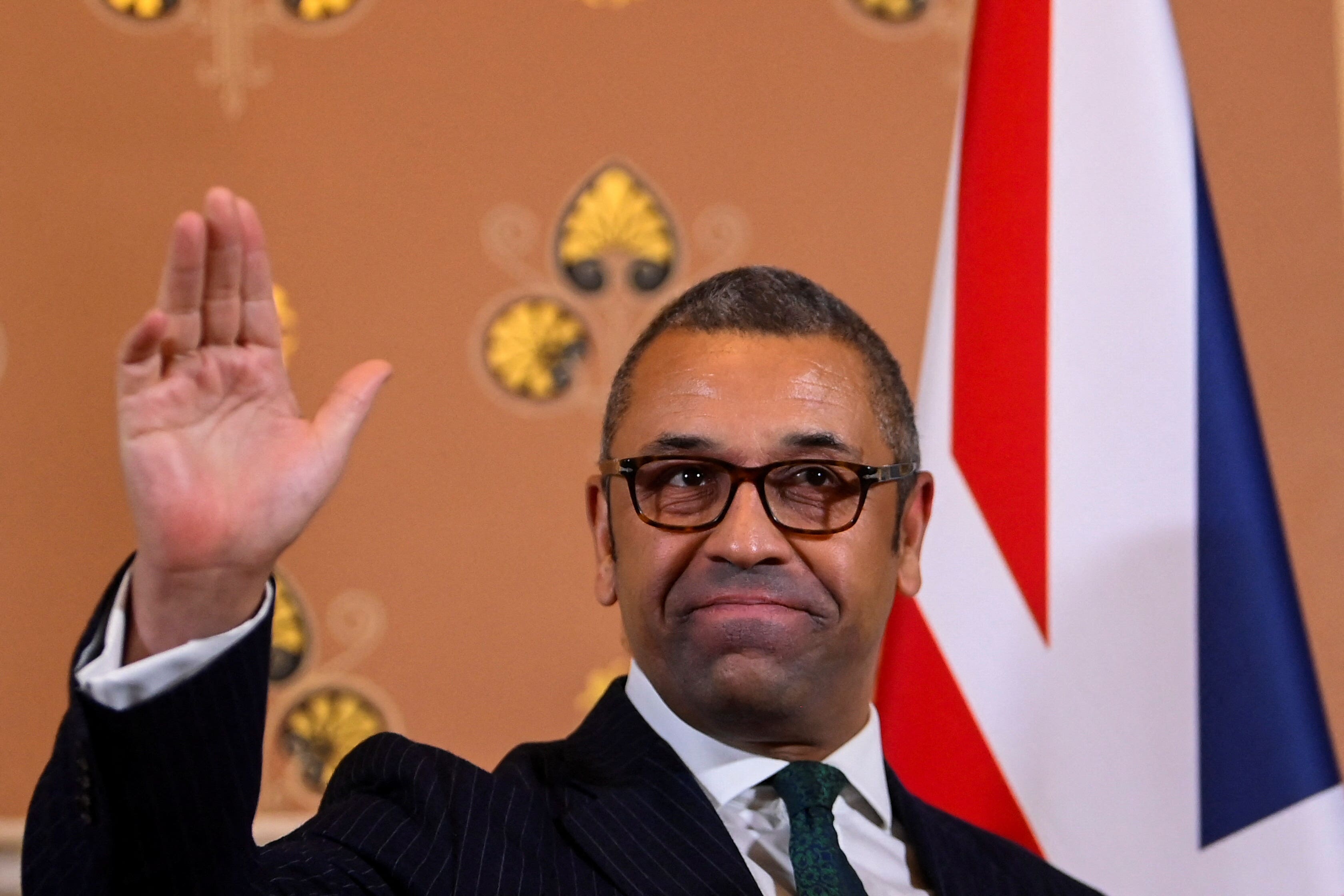 Foreign Secretary James Cleverly gives a keynote speech on the future of UK foreign policy in the Locarno room, at the Foreign, Commonwealth & Development Office (Toby Melville/PA)