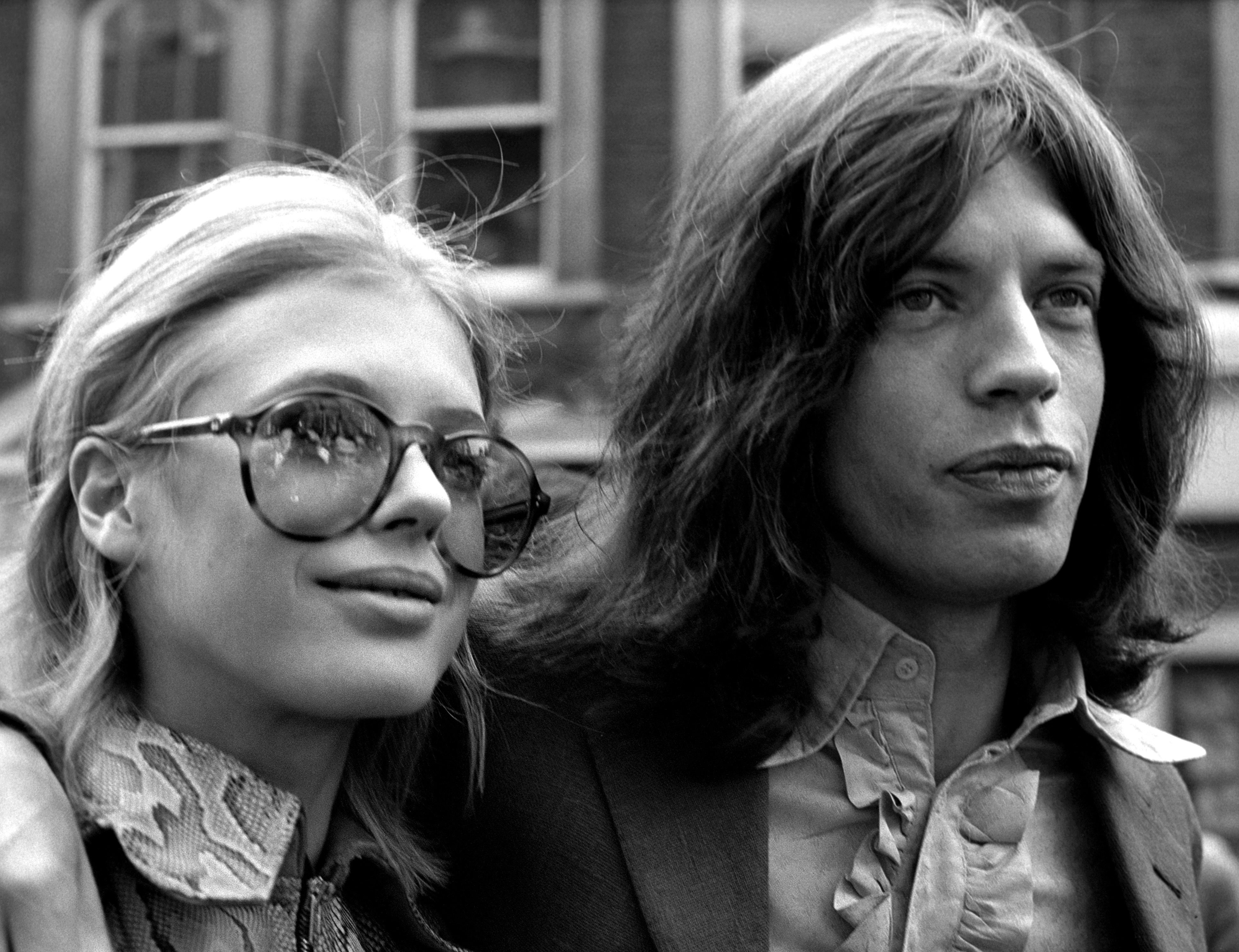 Mick Jagger and Marianne Faithfull on their way to Marlborough Street Court in 1967 on a charge of possessing cannabis