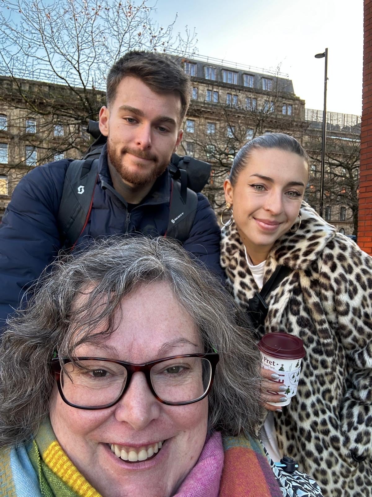 Will and his girlfriend Grania with Ronnie at the Manchester Christmas markets in 2023