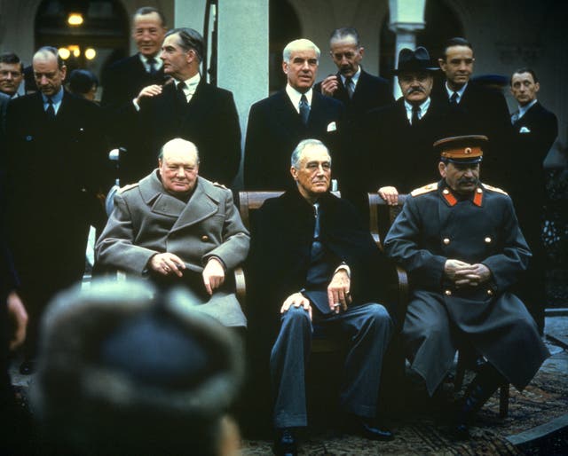 <p>The Big Three: Winston Churchill, Franklin Delano Roosevelt and Joseph Stalin at the Yalta Conference in 1945</p>