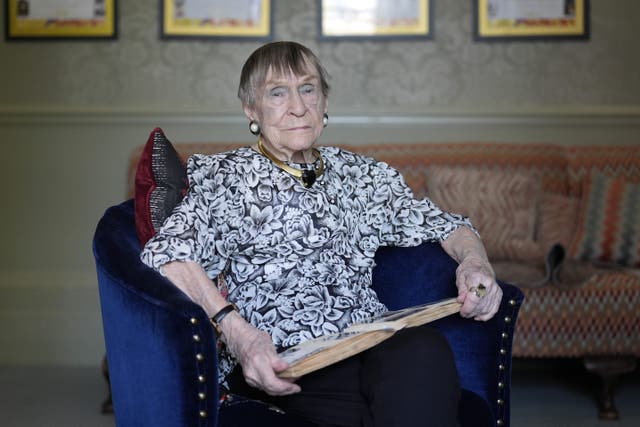 Second World War veteran Hazel Kaye, a former entertainer who was attached to the Entertainments National Service Association and the Canadian equivalent, The Maple Leafs (Andrew Matthews/PA)